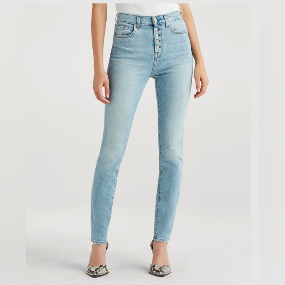 7 for all mankind High Waist Skinny with Exposed Button Fly in Vail